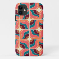 70s retro wavy geometric leaves