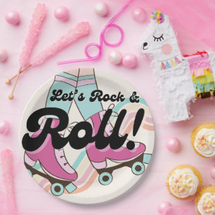 70s Rock and ROLL Roller Skating Party Favours Paper Plate