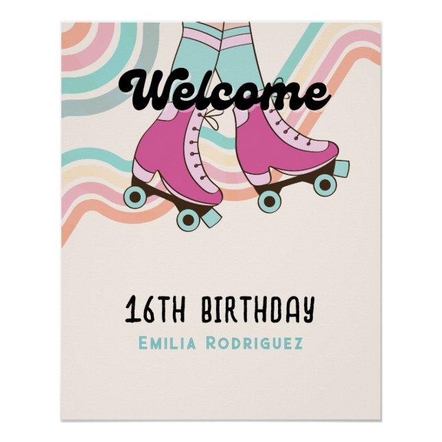 70s Rock and ROLL Roller Skating Party Welcome  Poster (Front)