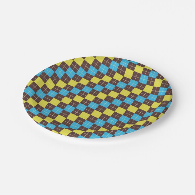 70s Scottish Tartan-Pattern Paper Plate (Angled)