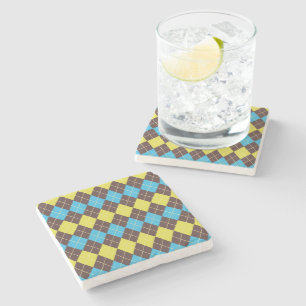 70s Scottish Tartan-Pattern Stone Coaster