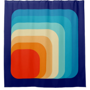 70s Square Rainbow Shower Curtain