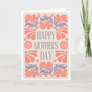 70's Style coral and purple Mother's Day Card