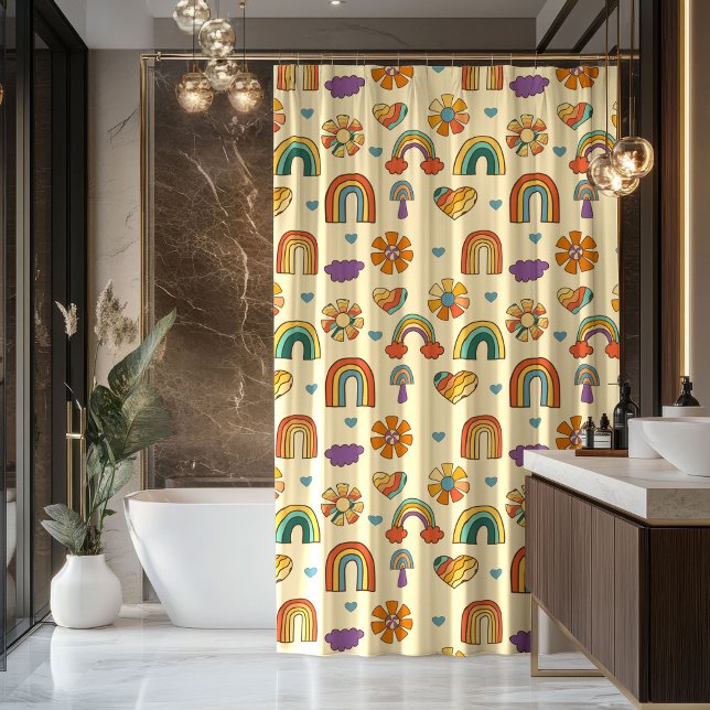 70s Style Curtain Groovy Pastel Rainbow Design (70s Style Curtain Groovy Pastel Rainbow Design)
