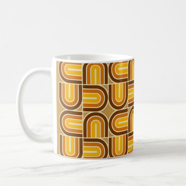 70s Style Geometric Arch Pattern Coffee Mug (Left)