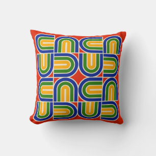 70s Style Geometric Arch Pattern Cushion