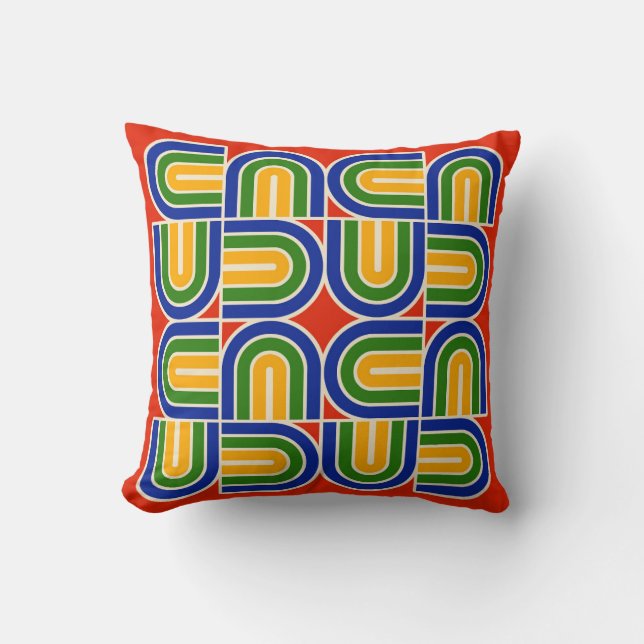 70s Style Geometric Arch Pattern Cushion (Front)