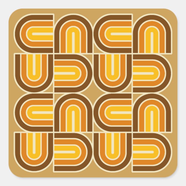 70s Style Geometric Arch Pattern Square Sticker (Front)