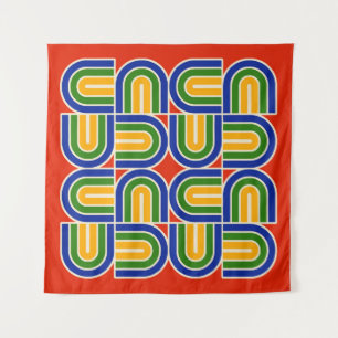 70s Style Geometric Arch Pattern Tapestry