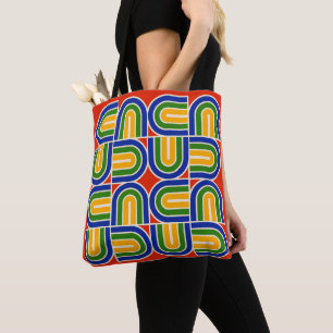 70s Style Geometric Arch Pattern Tote Bag