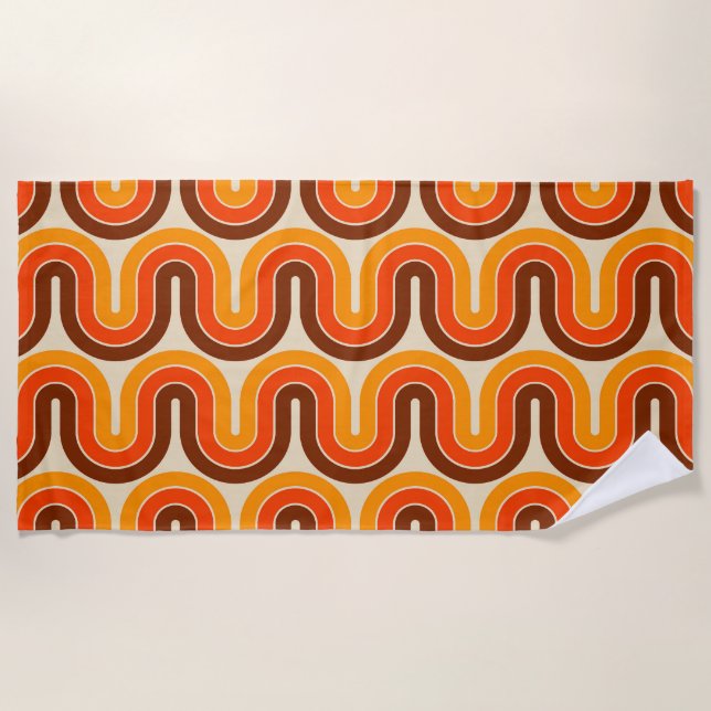 70s Style  Geometric Design Beach Towel (Front)