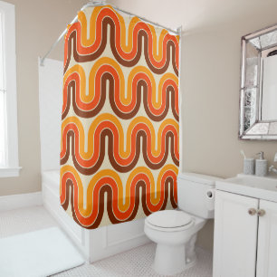 70s Style  Geometric Design Shower Curtain