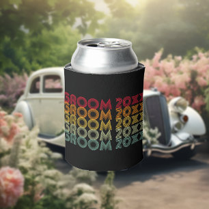 70s Style Layered Text Groom with Year Can Cooler