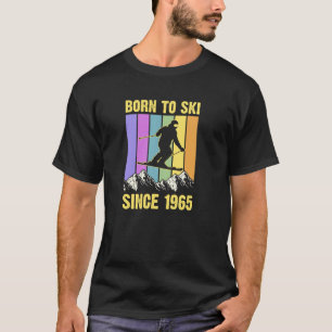 70s Style Mountain Trip Born To Ski Since 1965 Bir T-Shirt