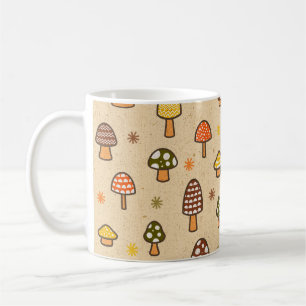 70s Style Retro Mushrooms Coffee Mug