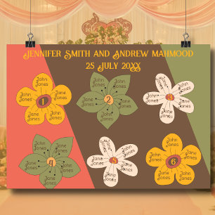 70's style wedding seating plan table map Poster