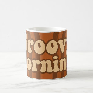 70s Style with Orange & Brown Geometric Design Coffee Mug