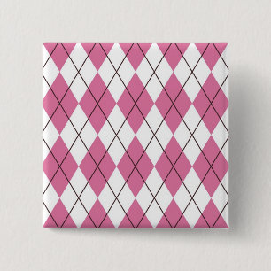 70s Tartan-Pattern Pinky 15 Cm Square Badge