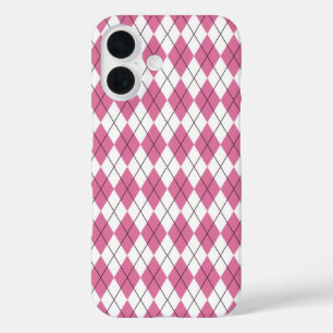 70s Tartan-Pattern Pinky iPhone 16 Case