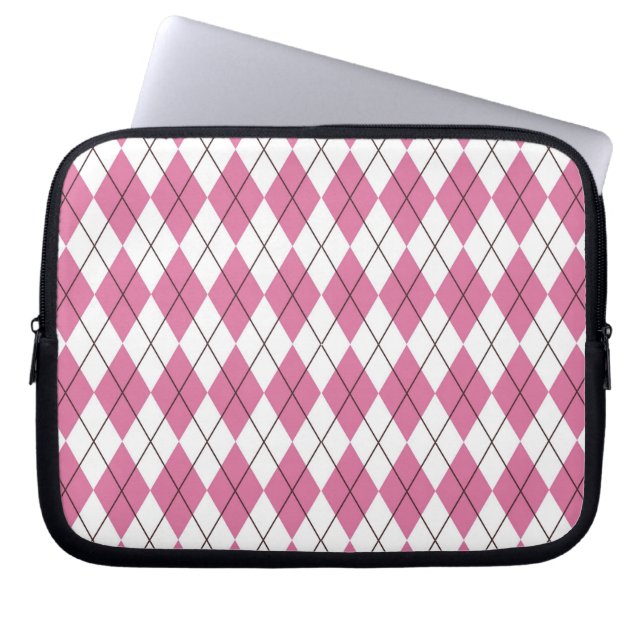 70s Tartan-Pattern Pinky Laptop Sleeve (Front)