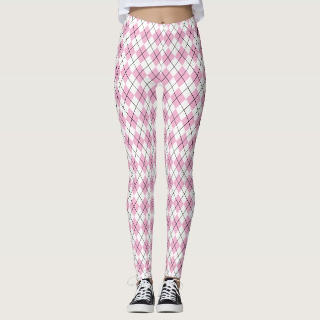 70s Tartan-Pattern Pinky Leggings (Front)