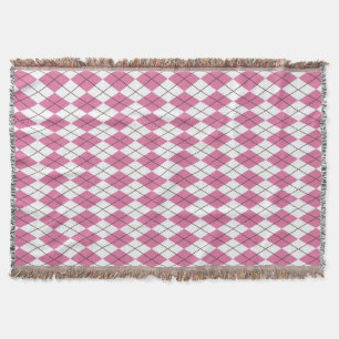 70s Tartan-Pattern Pinky Throw Blanket