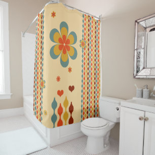 70's Theme Colors Pattern Flowers  Shower Curtain