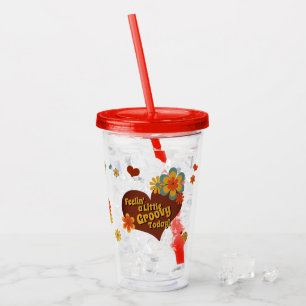 70's Theme Colours Groovy Flowers Acrylic Tumbler