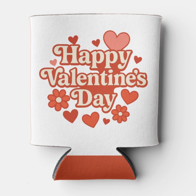 70s, Valentine's Day artwork Can Cooler (Front)