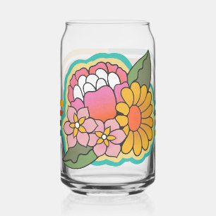 70s vibe flowers can glass