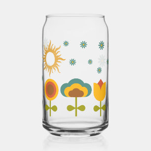 70s vibe flowers can glass