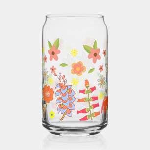 70s vibe flowers can glass
