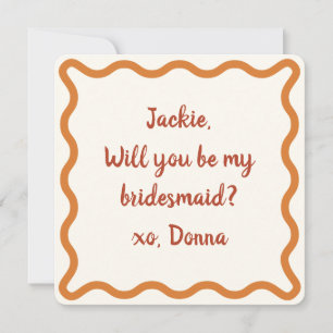 70s Vibe Personalised Bridesmaid or MOH Proposal Invitation