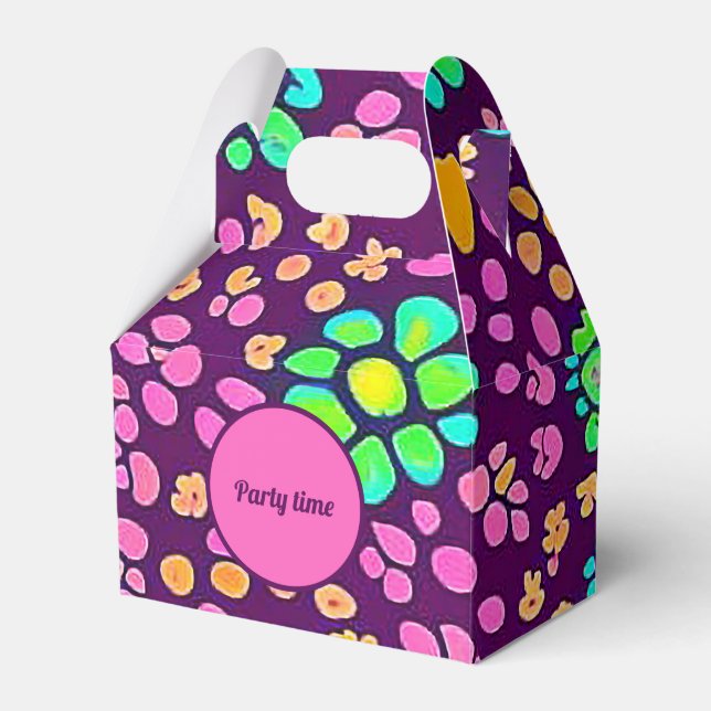 70's Vibes Purple Colour Summer Pattern Favour Box (Front Side)