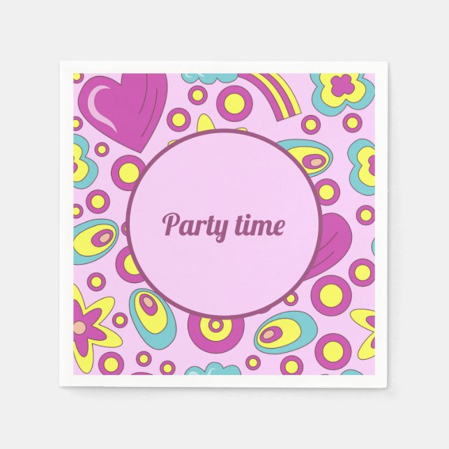 70's Vibes Purple Colour Summer Pattern Napkin (Front)