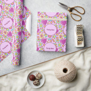 70's Vibes Purple Colour Summer Pattern  Wrapping Paper