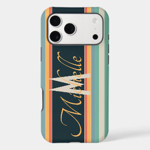 70s vintage colourful Stripe monogram initial