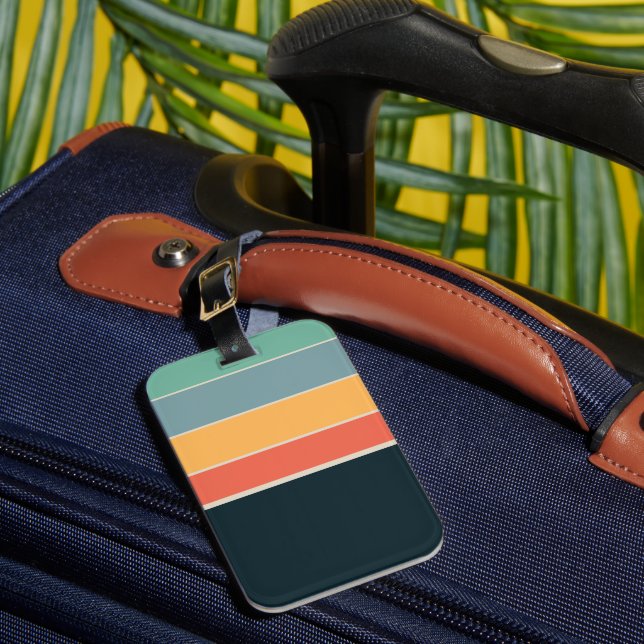 70s Vintage Colourful vertical stripes Luggage Tag (Front Insitu 1)