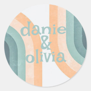 70s Vintage Rainbow Wedding Classic Round Sticker