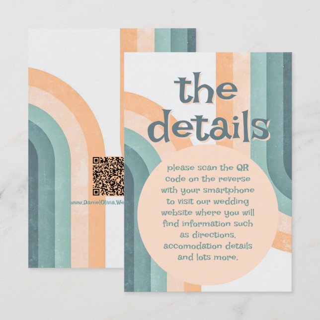 70s Vintage Rainbow Wedding Enclosure Card (Front/Back)