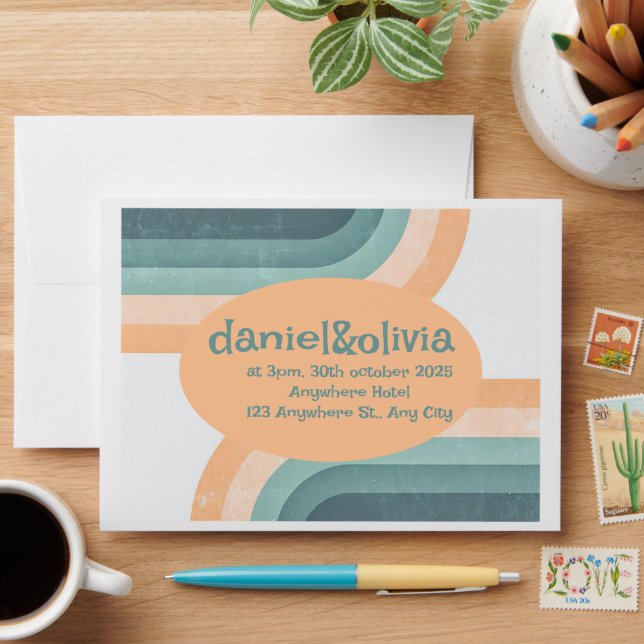 70s Vintage Rainbow Wedding Envelope (Desk)