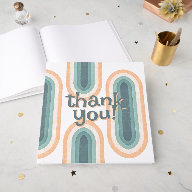 70s Vintage Rainbow Wedding Guest Book (Front Open)