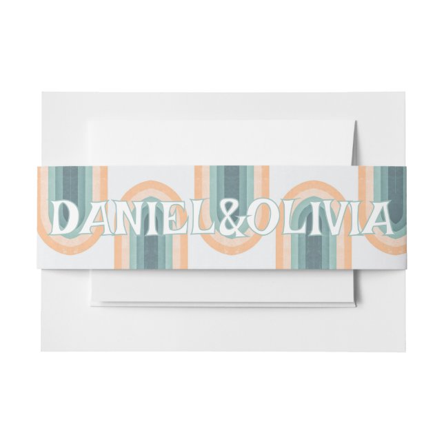 70s Vintage Rainbow Wedding Invitation Belly Band (Front Example)