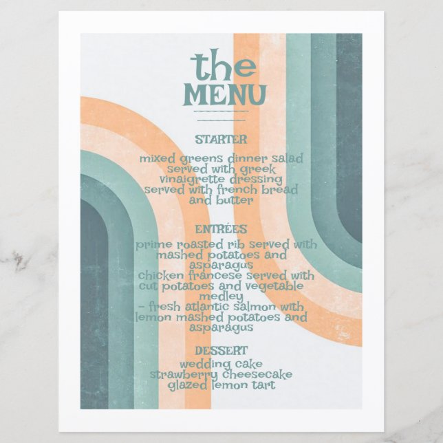 70s Vintage Rainbow Wedding Menu (Front)