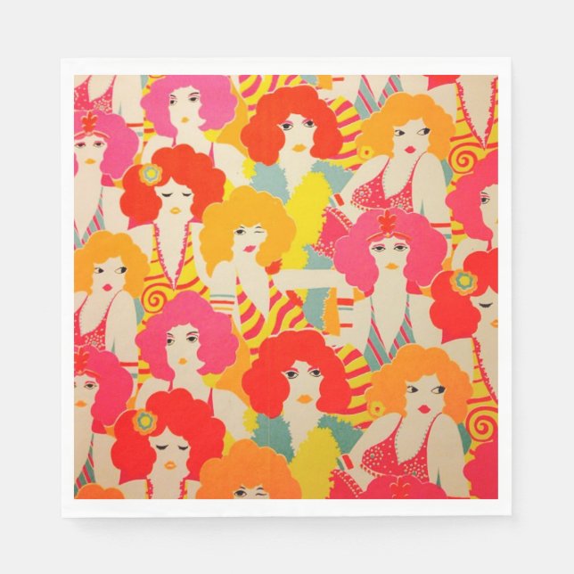 70's vintage retro colourful wallpaper design napkin (Front)