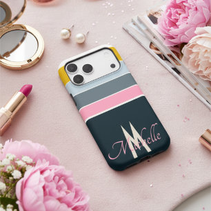 70s vintage Striped script initials monogrammed