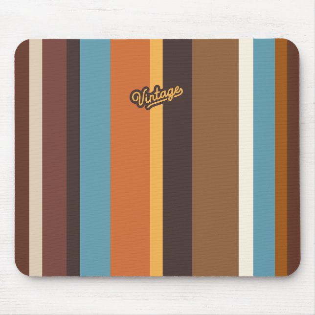 70s Vintage Stripes Seamless Yellow and Brown Mouse Pad (Front)