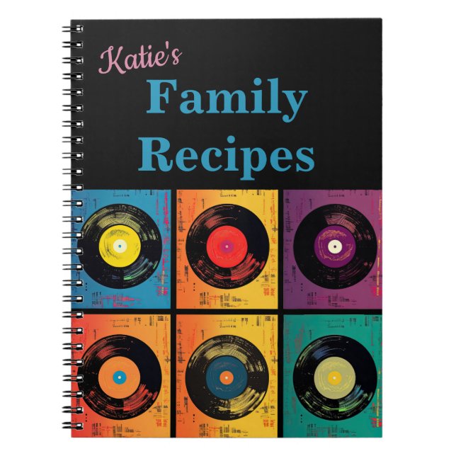 70s Vinyl Record Album Custom Kitchen Notebook (Front)