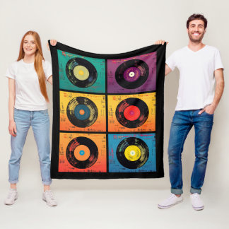 70s Vinyl Record Pattern Retro Fleece Blanket