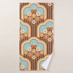 70s wallpaper seamless design,  vintage flowers  bath towel